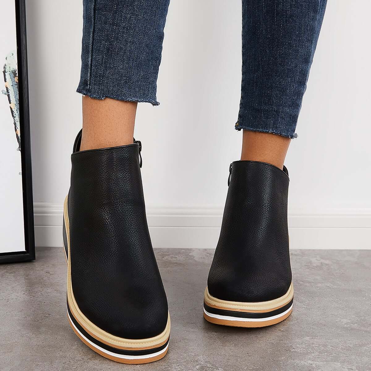 Fenna | Stylish Casual Wedge Ankle Boots with Zip-Up for Women