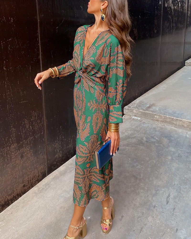 Amira | Elegant Maxi Kimono Dress with Bold Pattern