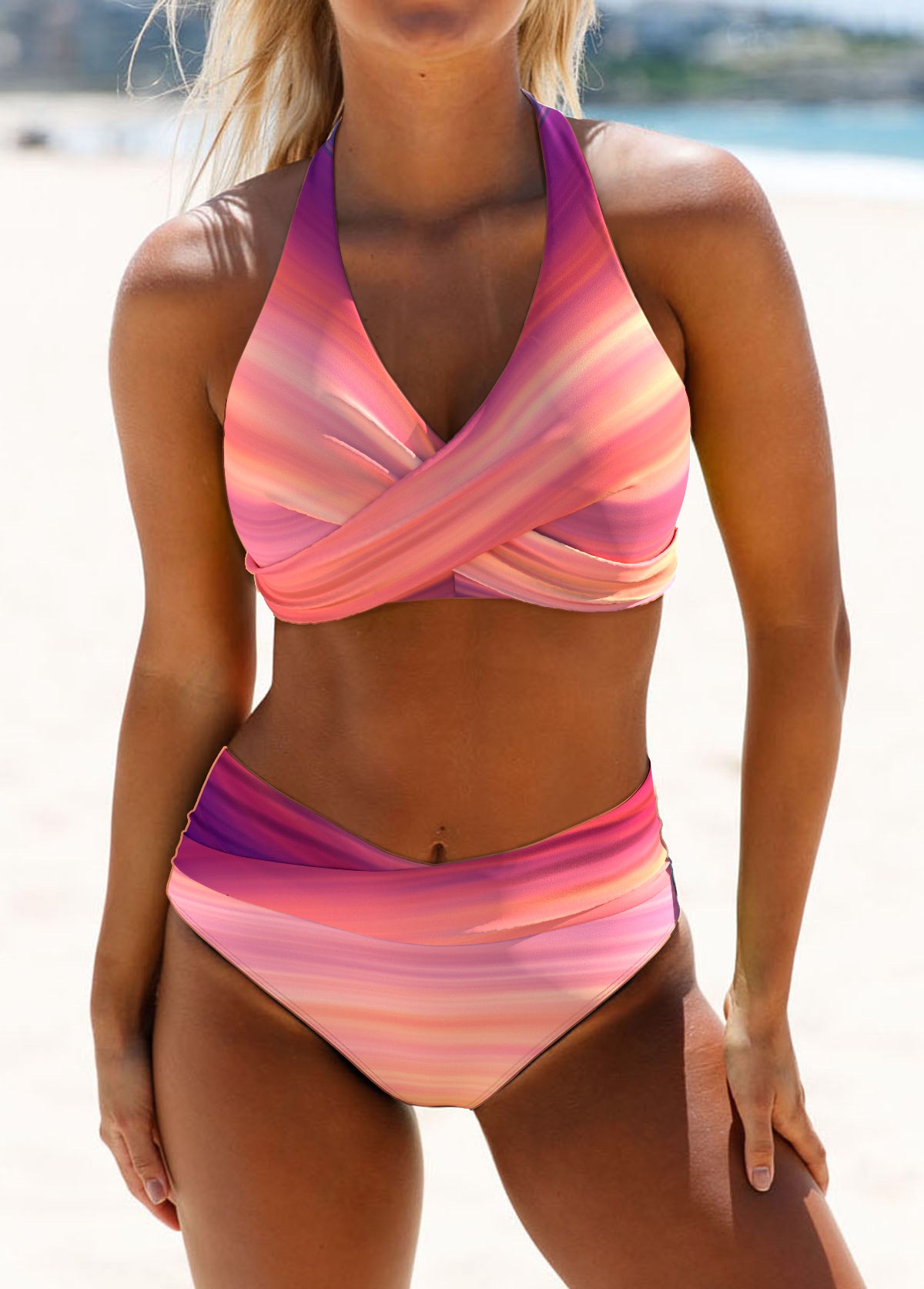 Rosie | Stylish Halter Neckline Blue Bikini Set