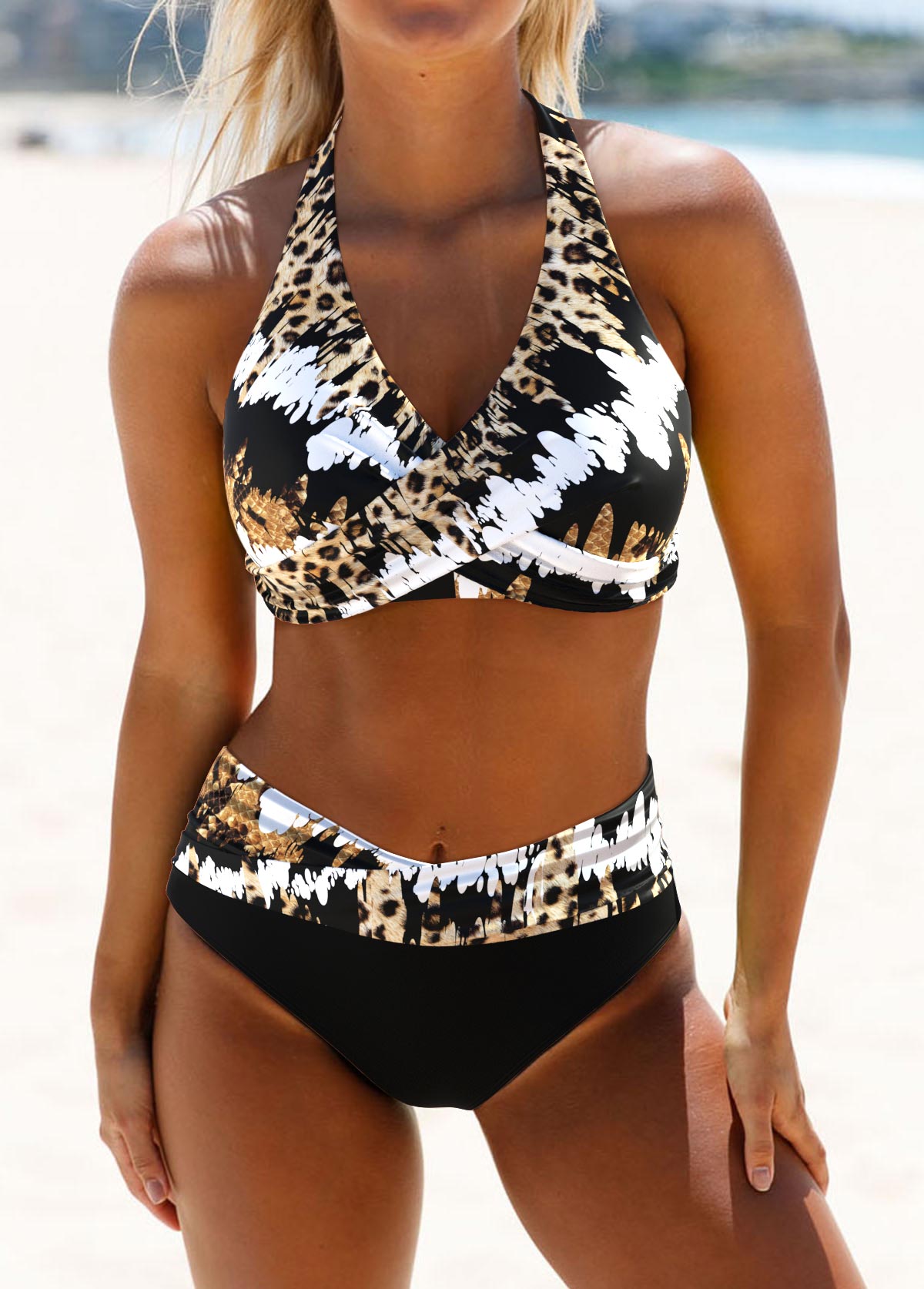Rosie | Stylish Halter Neckline Blue Bikini Set