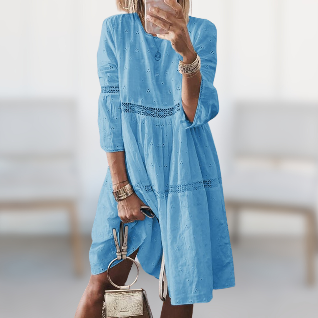 Vera | Elegant Lace Detail Midi Dress, Perfect for Summer Outings