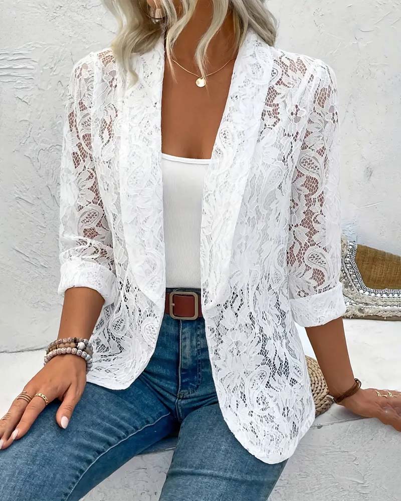 Eloise | Elegant Lace Blazer with a Stylish Lapel Collar