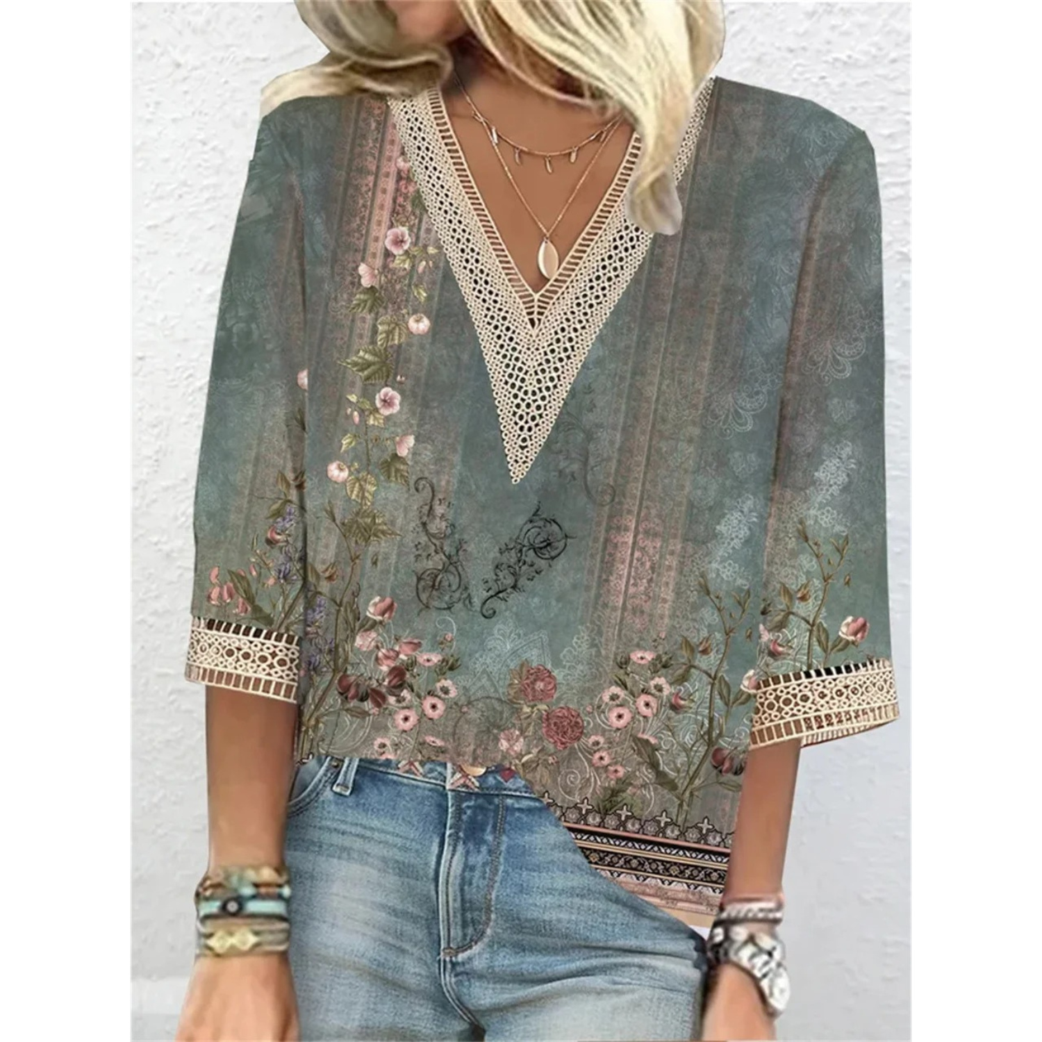Blandina | Elegant V-Neck Design Summer Chiffon Blouse for Women