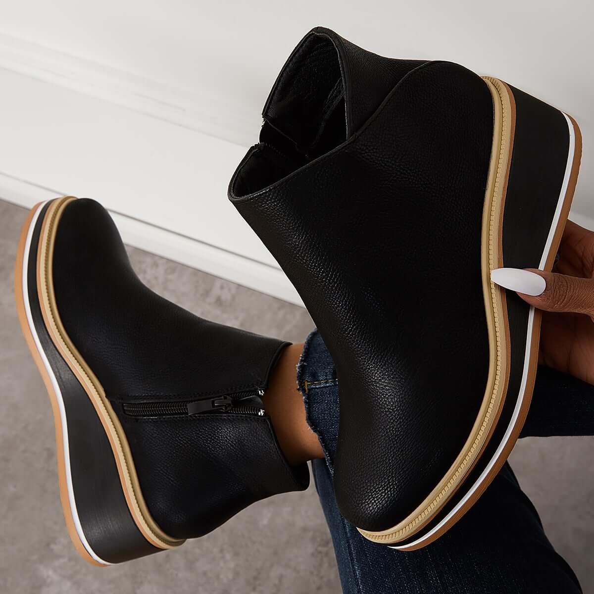 Fenna | Stylish Casual Wedge Ankle Boots with Zip-Up for Women