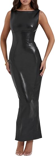 Naomi | Stylish Black Leather Dress