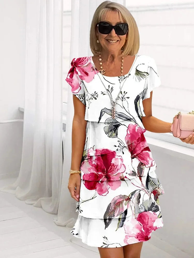 Marvelle | Elegant Floral Ruffled Mini Dress