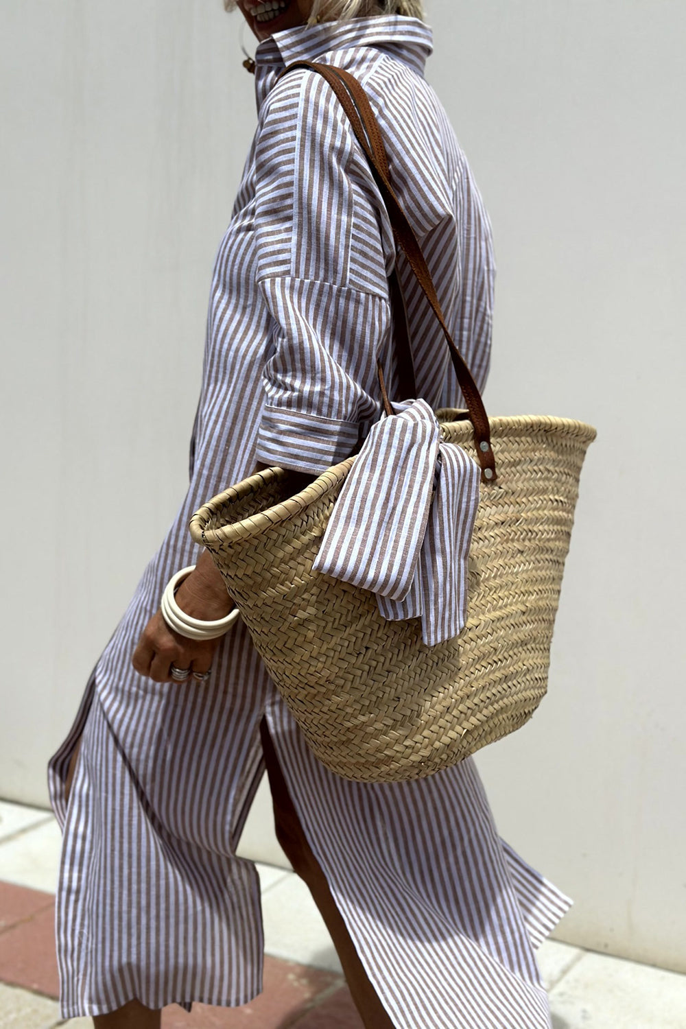 Sophia | Stylish Striped Midi Dress with Button-Front