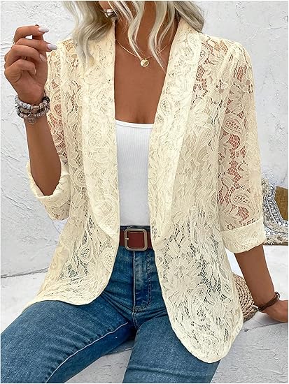 Eloise | Elegant Lace Blazer with a Stylish Lapel Collar