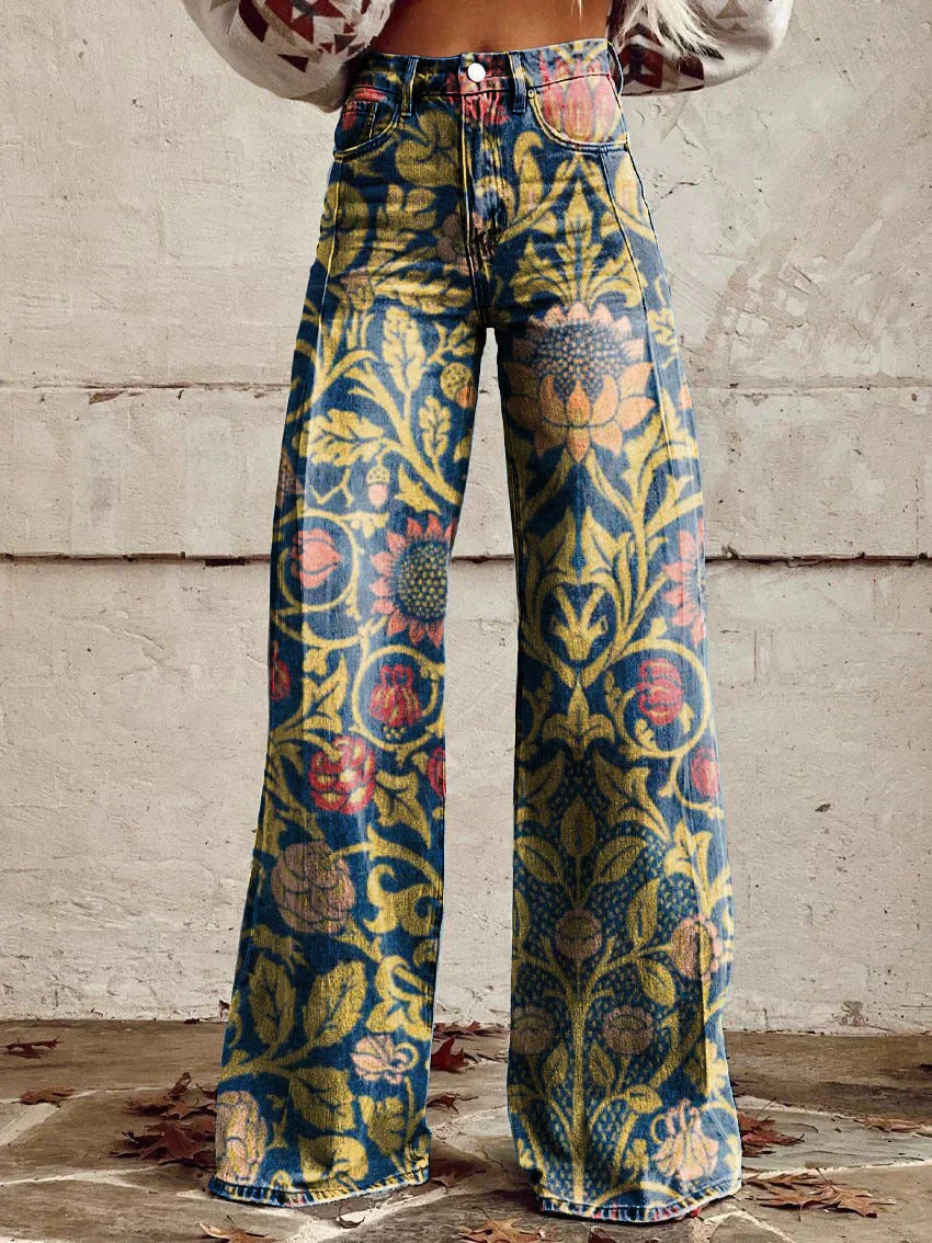 Ritan | Women's Long Denim & Wide Floral Trousers