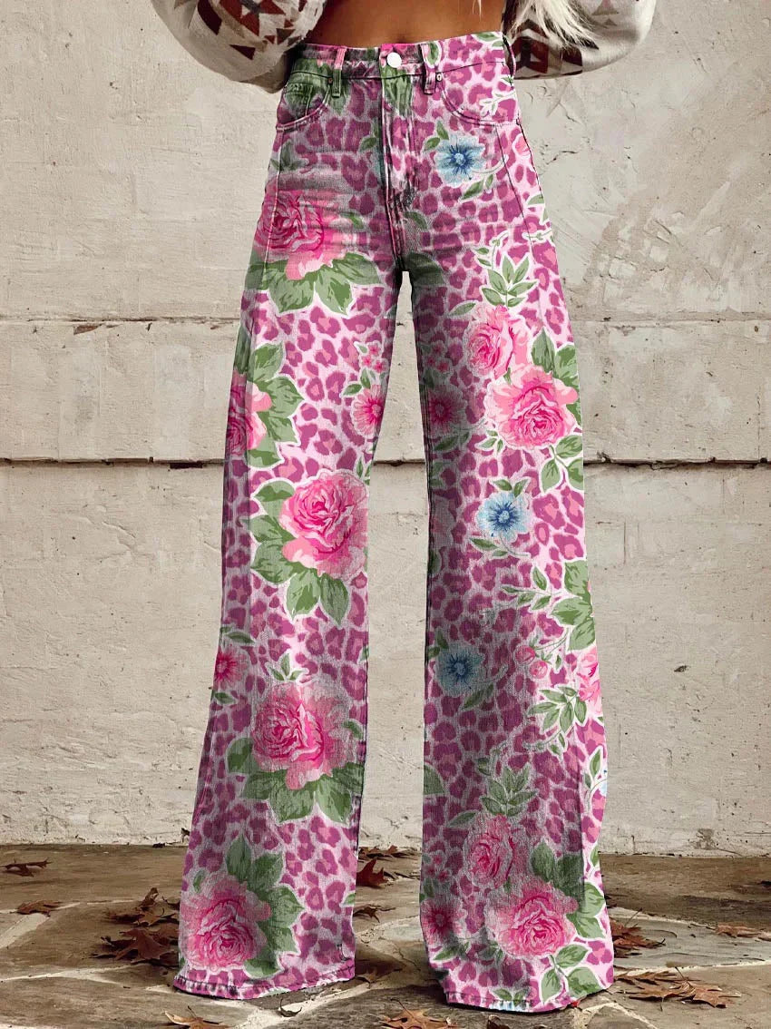 Ritan | Women's Long Denim & Wide Floral Trousers