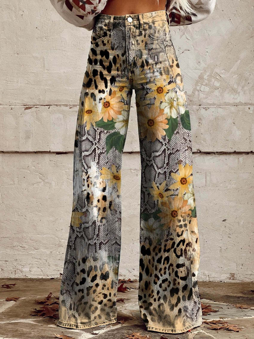 Ritan | Women's Long Denim & Wide Floral Trousers