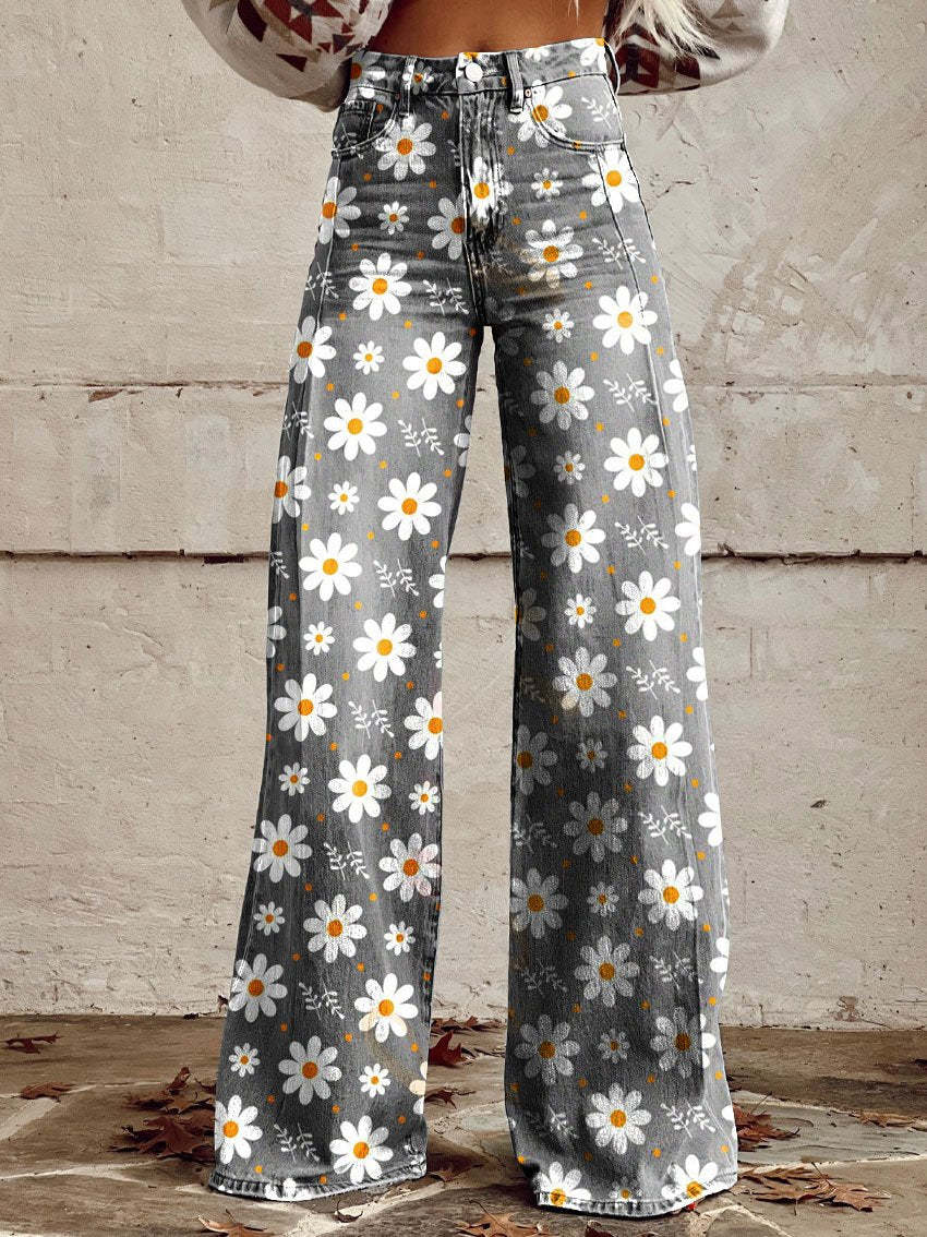 Ritan | Women's Long Denim & Wide Floral Trousers