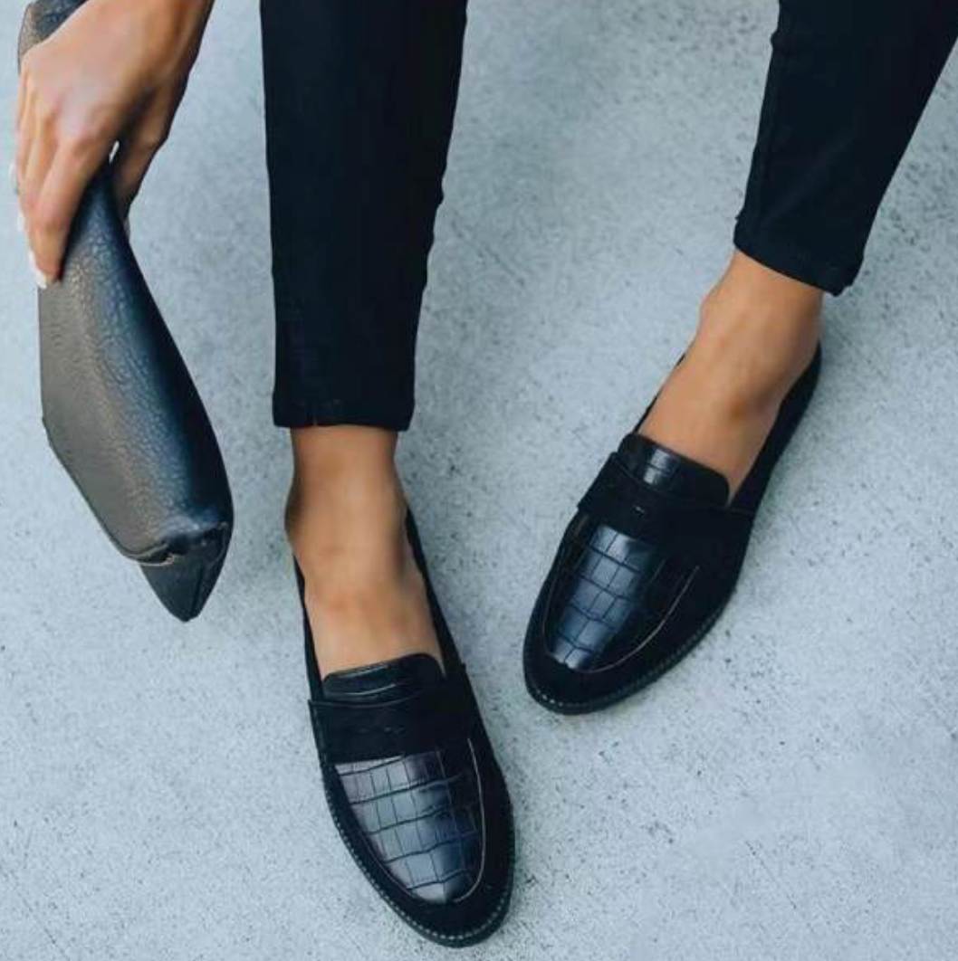 Crosida | High Quality Black Croco Loafer
