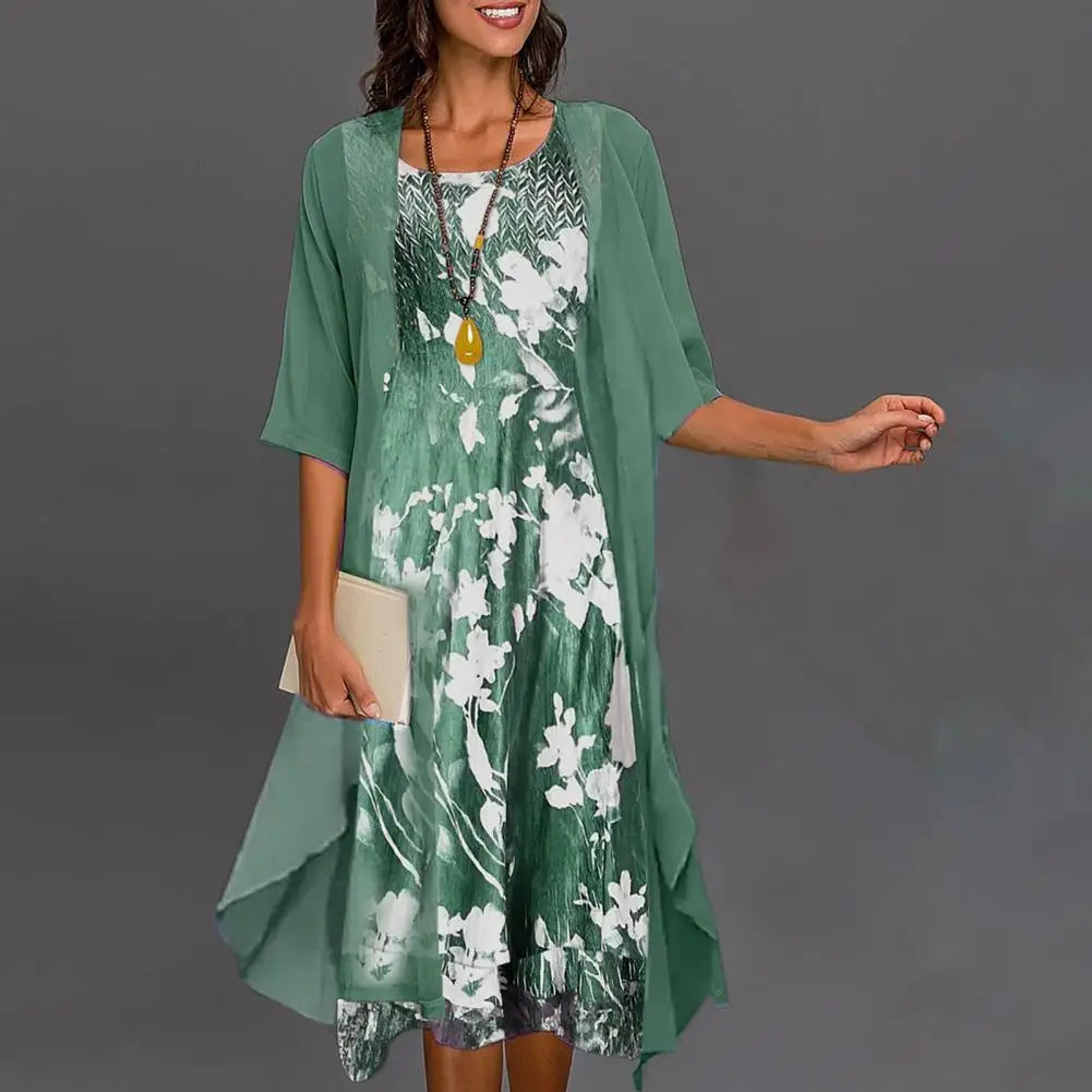Hélène | Stylish Comfortable Floral Midi Dress, Perfect for Warm Days