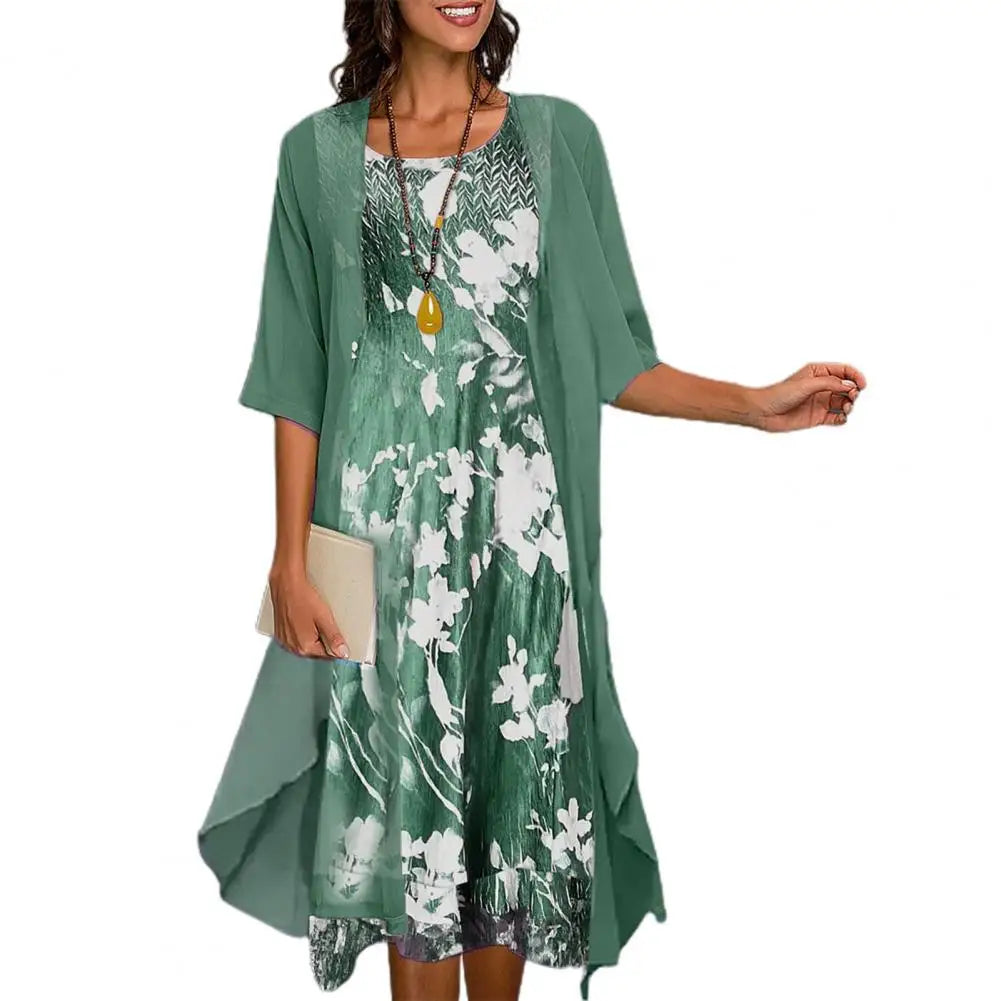 Hélène | Stylish Comfortable Floral Midi Dress, Perfect for Warm Days