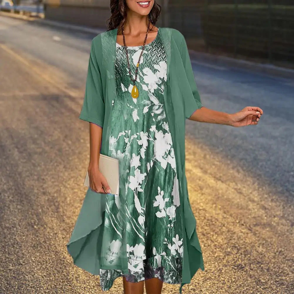 Hélène | Stylish Comfortable Floral Midi Dress, Perfect for Warm Days