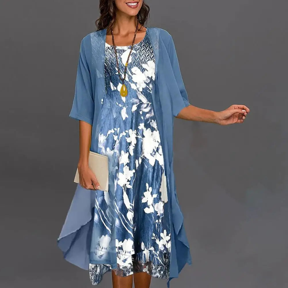 Hélène | Stylish Comfortable Floral Midi Dress, Perfect for Warm Days