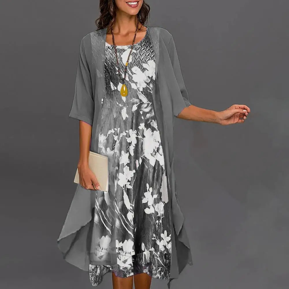 Hélène | Stylish Comfortable Floral Midi Dress, Perfect for Warm Days