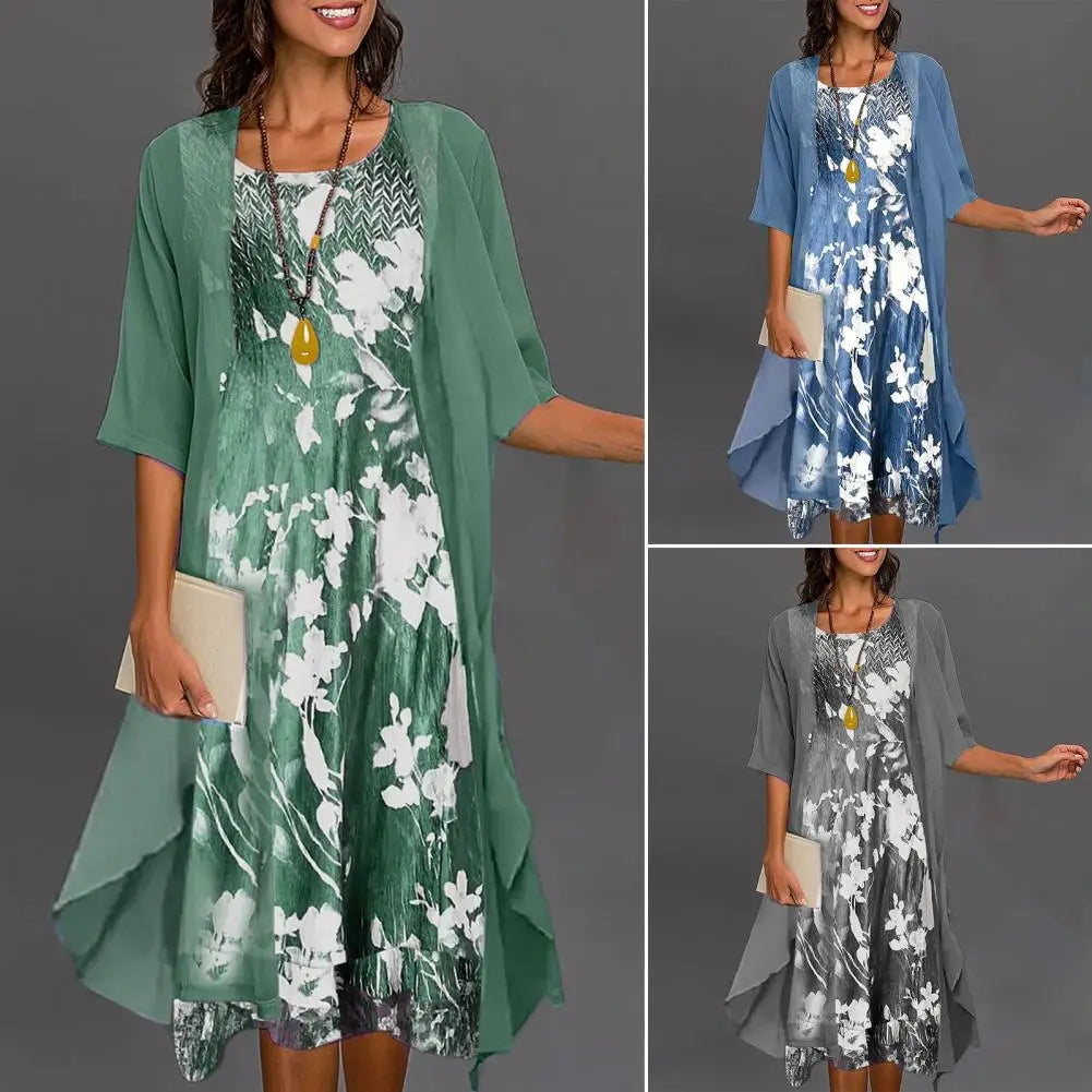 Hélène | Stylish Comfortable Floral Midi Dress, Perfect for Warm Days