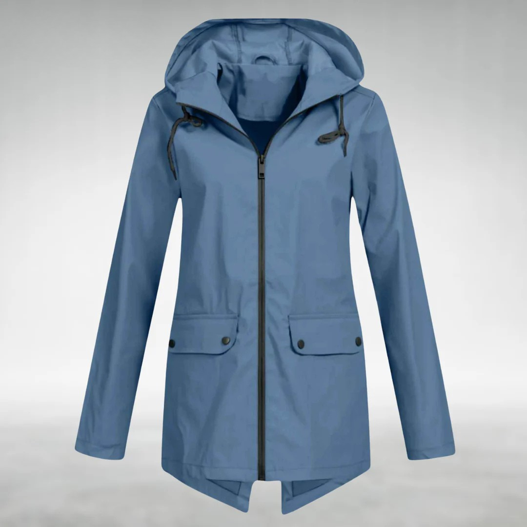 women waterproof jacket in blue for outdoor activities 0