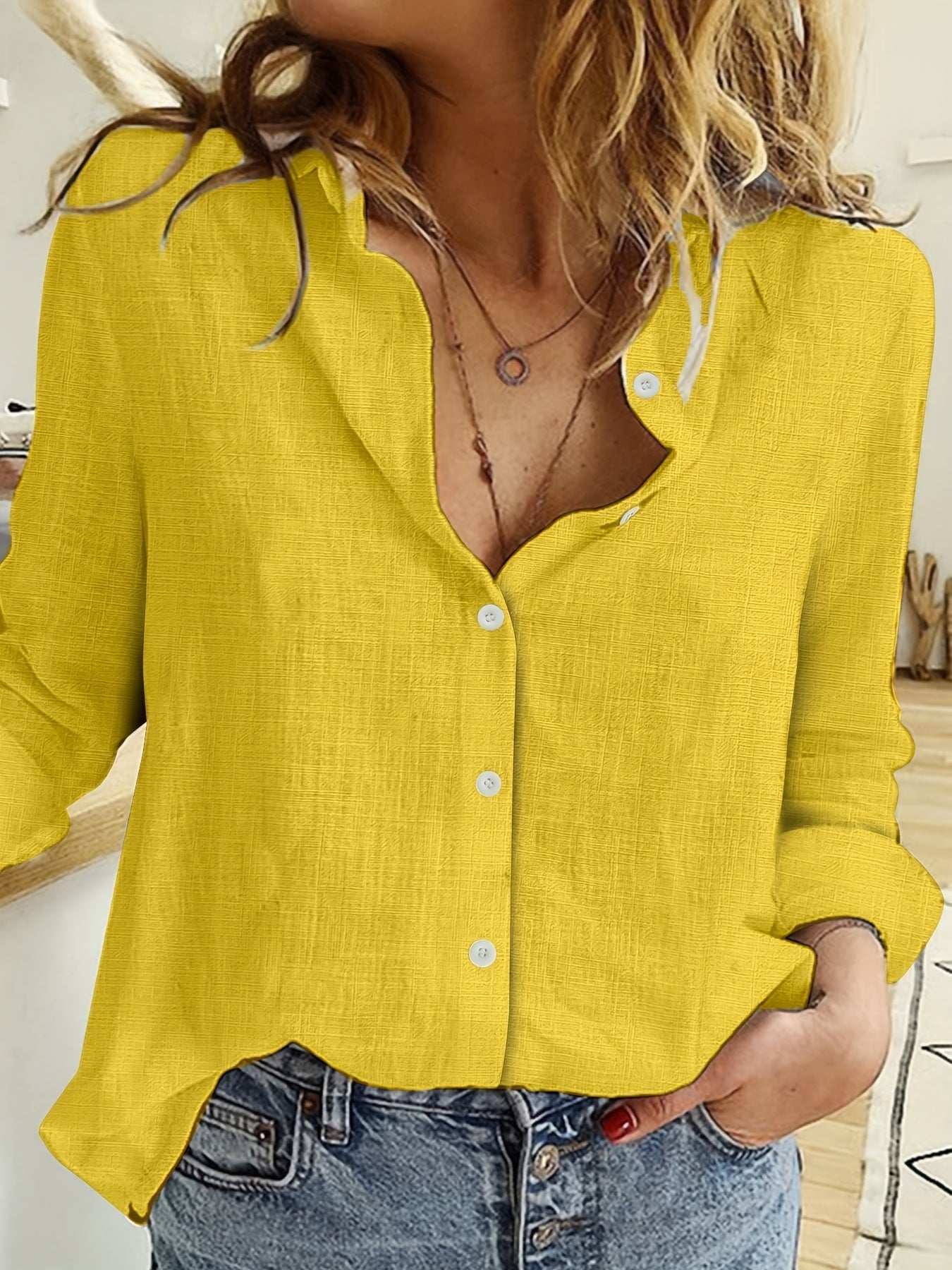 Giana | Lightweight Linen Long Sleeve Blouse for Women