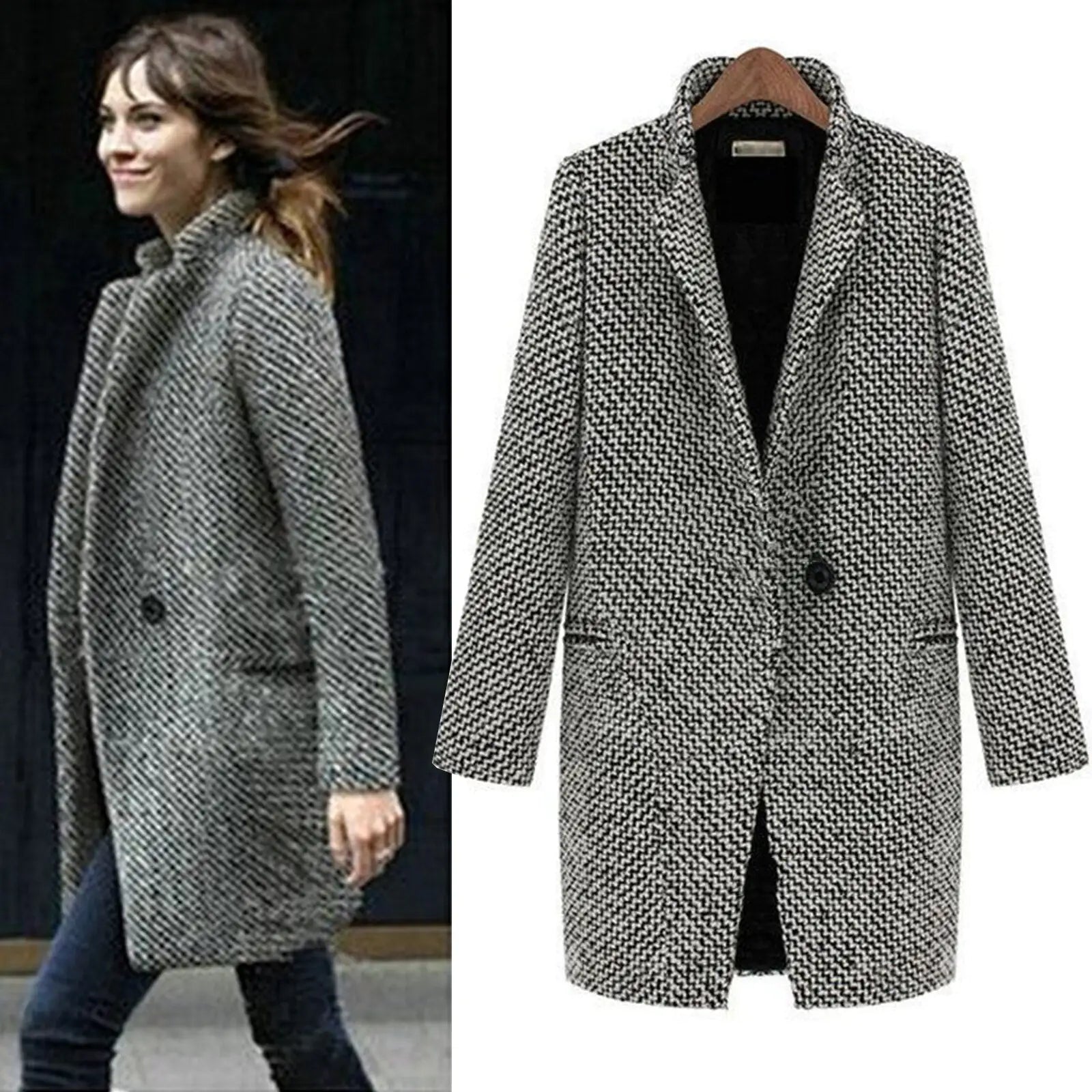 women wool-blend coat in black for winter outings 1
