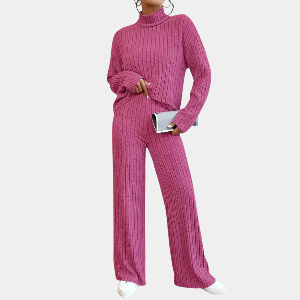 women knitted lounge set in soft fabric for casual wear 4