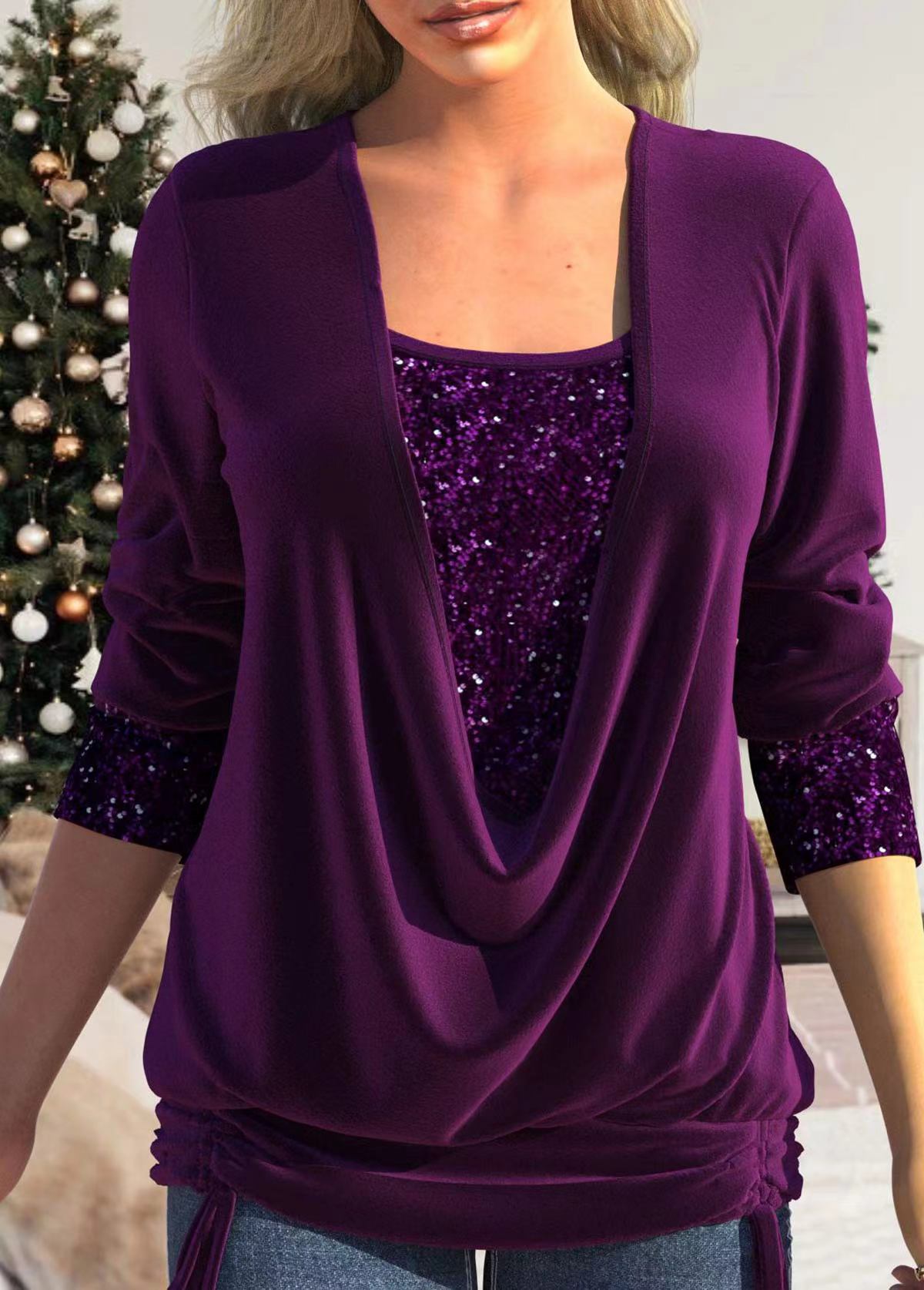 Dawn | Elegant V-Neck Blouse with Glitters for Women