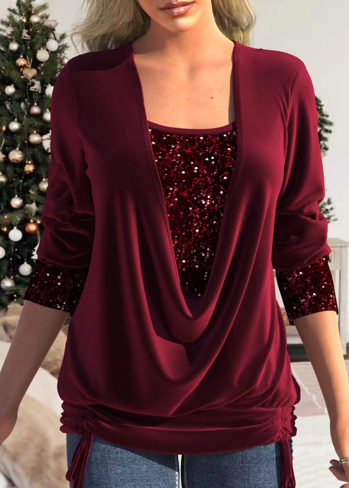 Dawn | Elegant V-Neck Blouse with Glitters for Women