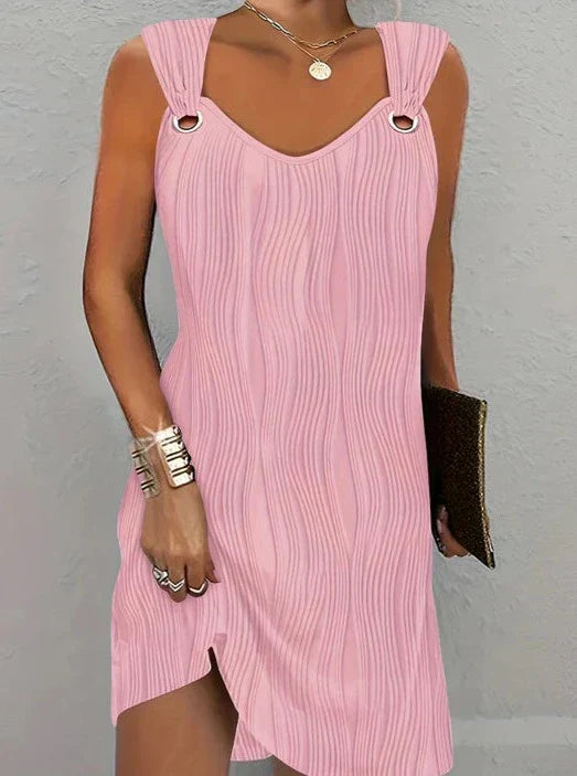 Caroline | Stylish Wave Striped Sleeveless Mini Tunic Dress