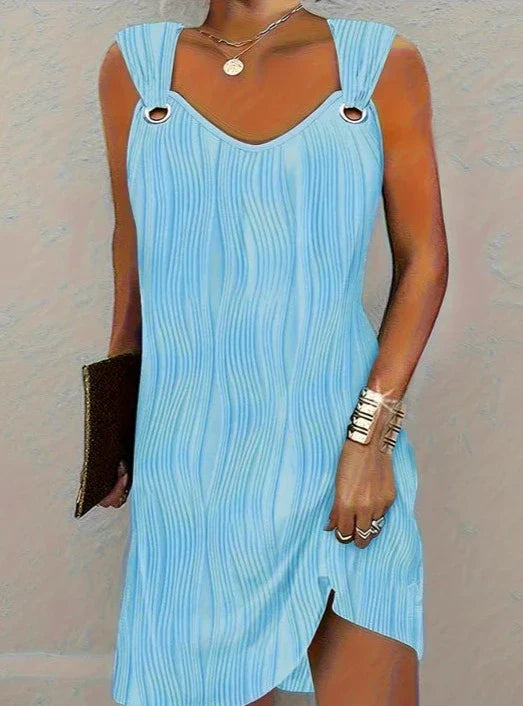 Caroline | Stylish Wave Striped Sleeveless Mini Tunic Dress