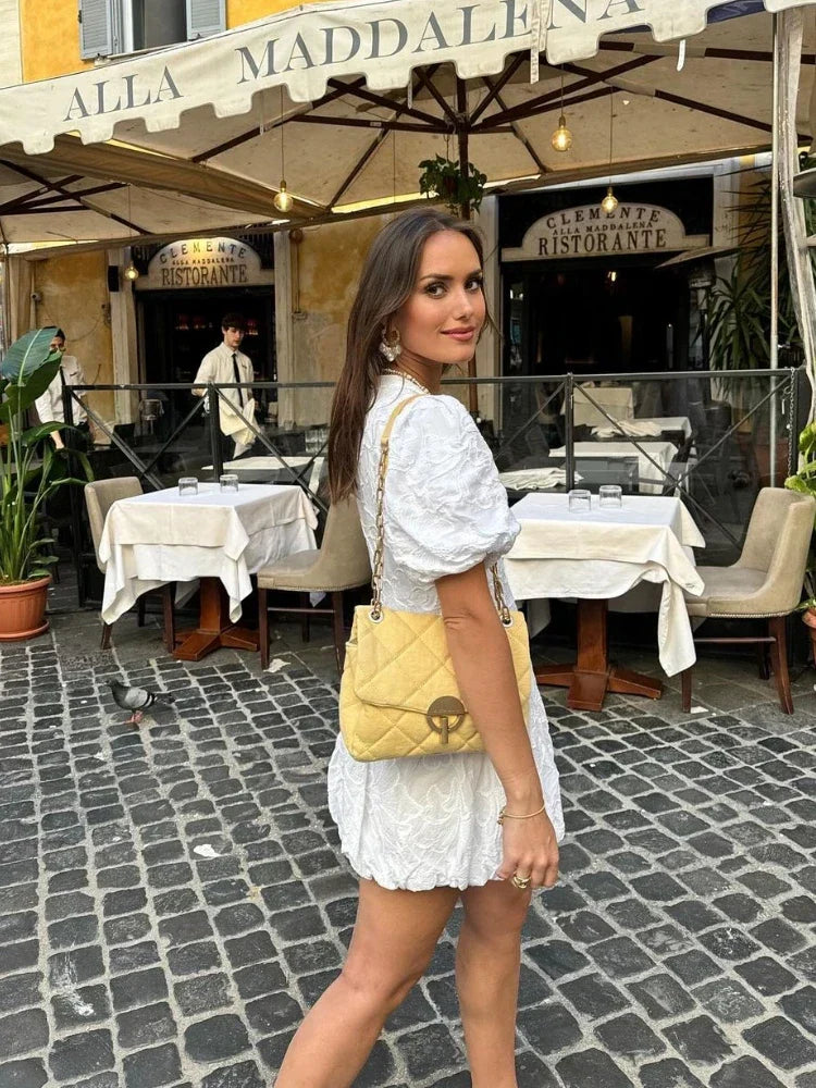 Sofia | Chic Lace Detail White Mini Dress for Effortless Elegant