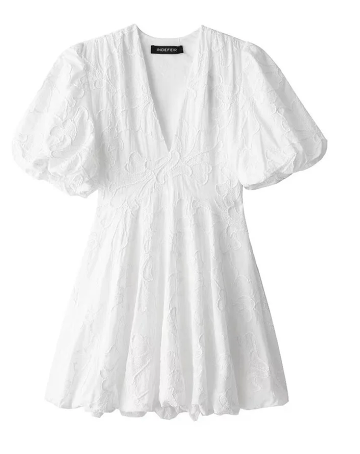 Sofia | Chic Lace Detail White Mini Dress for Effortless Elegant