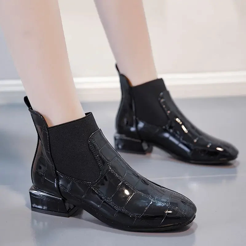 Zanpace | Elegant Patent Glossy Ankle Boots