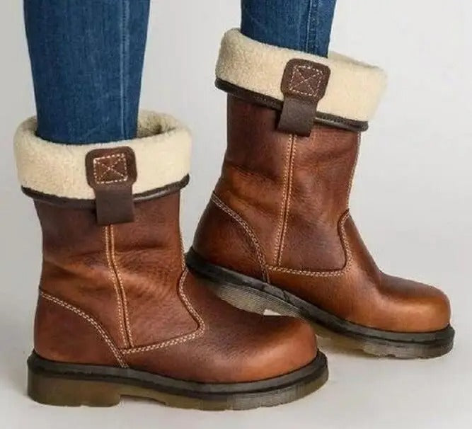 women leather boots in brown for winter 0