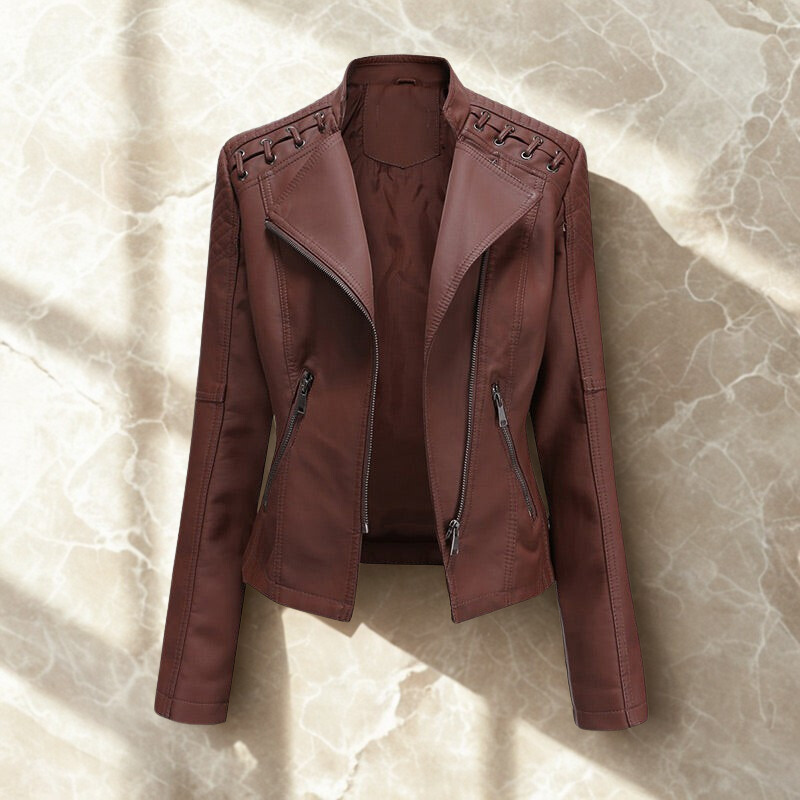 Ivy | Luxurious Lace PU Leather Jacket for Women, Perfect for Any Occasion