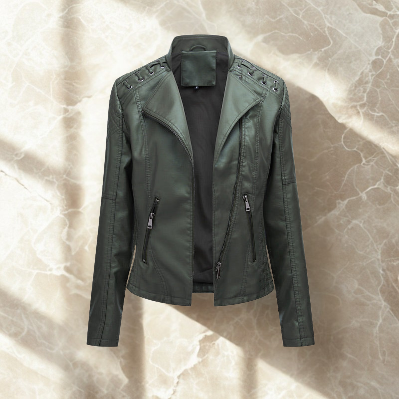 Ivy | Luxurious Lace PU Leather Jacket for Women, Perfect for Any Occasion