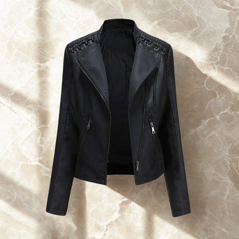 Ivy | Luxurious Lace PU Leather Jacket for Women, Perfect for Any Occasion