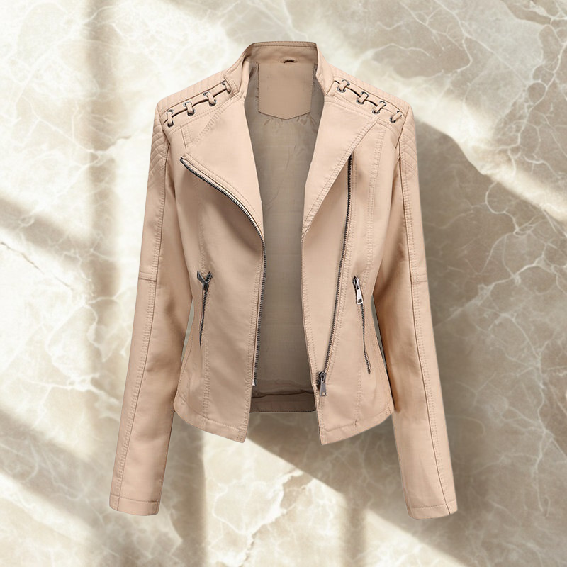 Ivy | Luxurious Lace PU Leather Jacket for Women, Perfect for Any Occasion