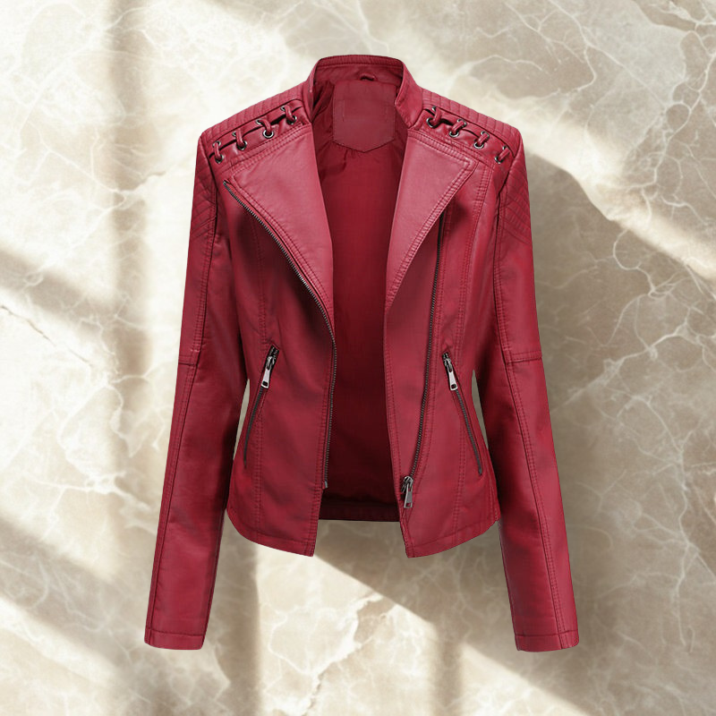 Ivy | Luxurious Lace PU Leather Jacket for Women, Perfect for Any Occasion