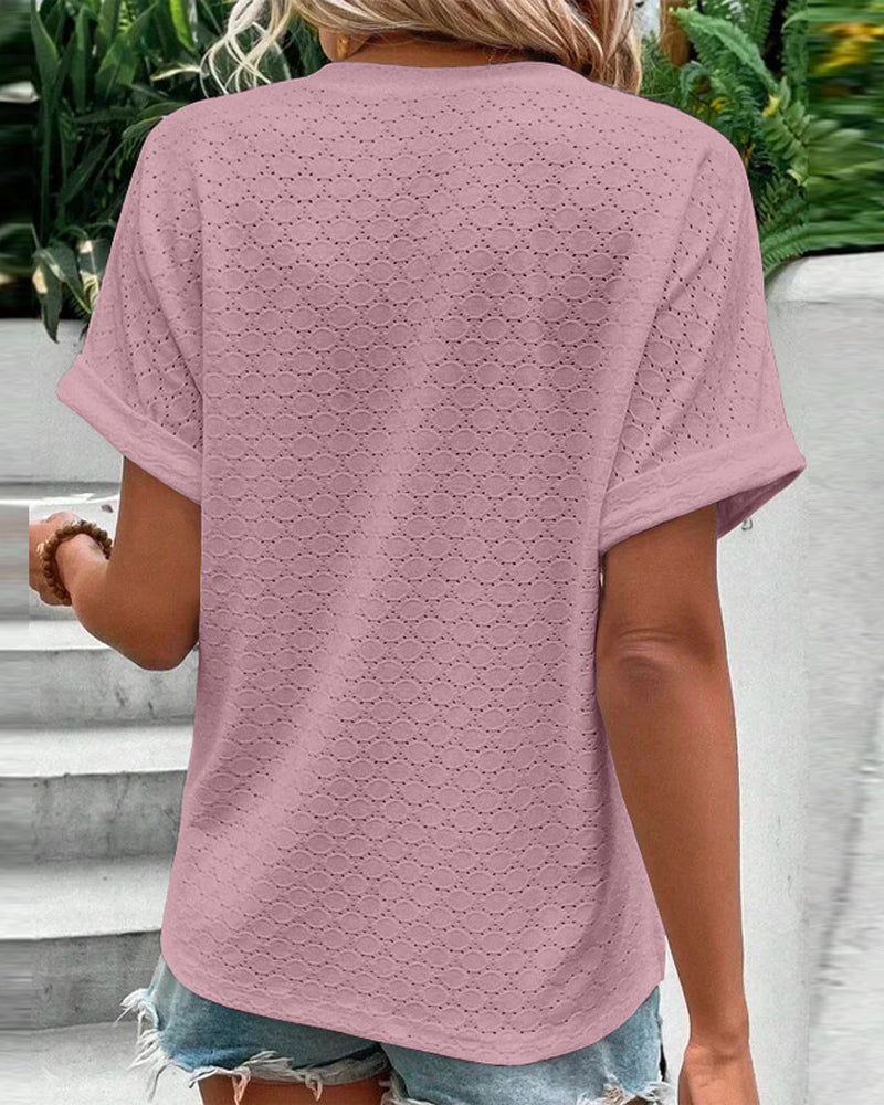 Mira | Stylish V-Neck Button Detail Blouse for Women