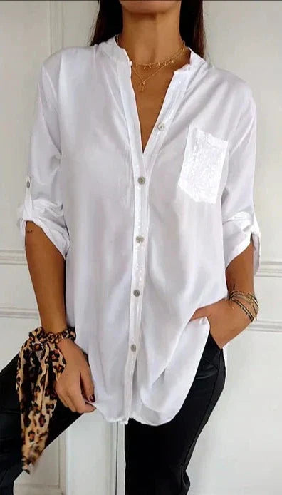 Elske | Stylish Sequined Blouse with Trendy Button Detail for Women