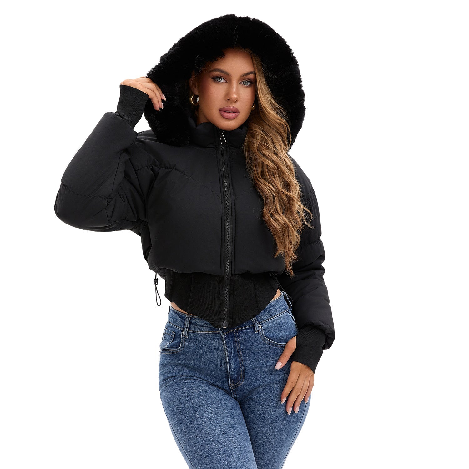 women down jacket in black for winter outings 1