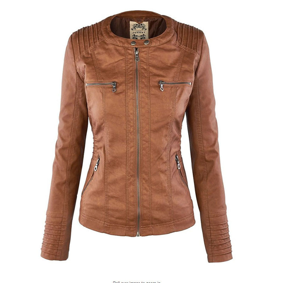 women leather look jacket in black for winter outings 1