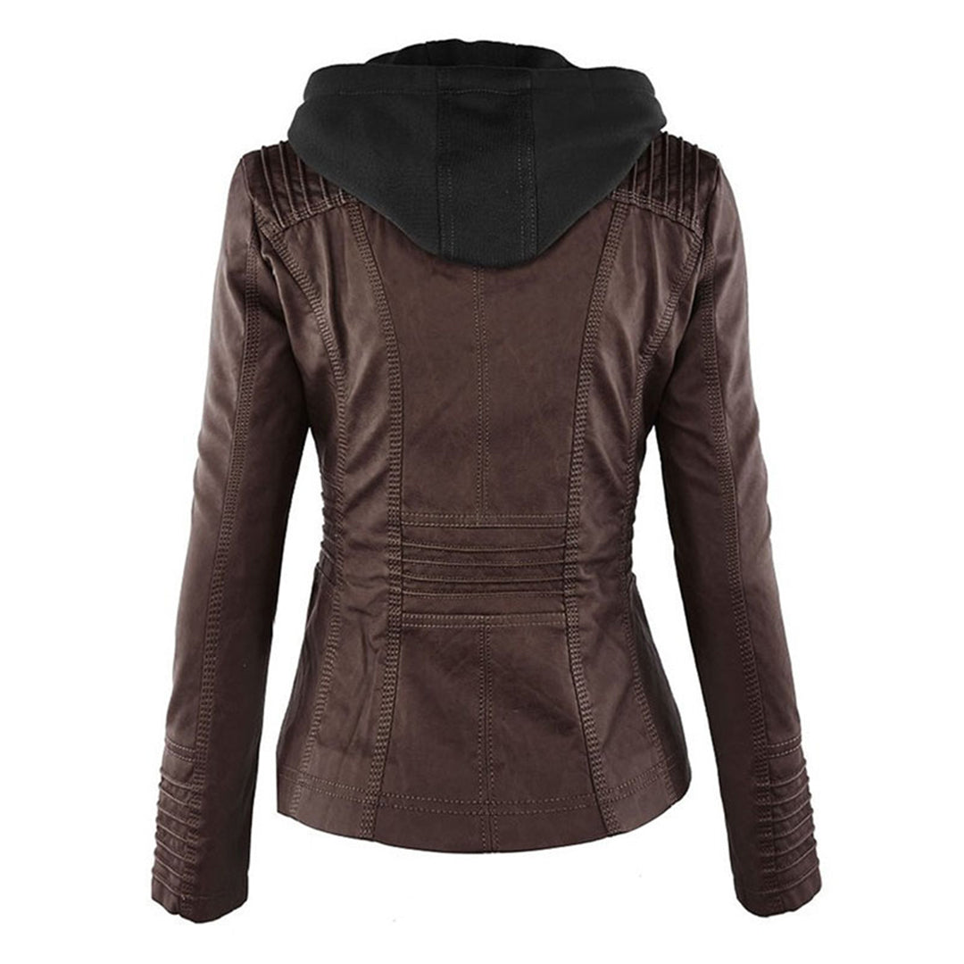 women leather look jacket in black for winter outings 7