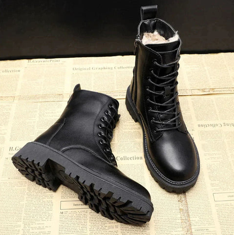women leather boots in black for winter 4