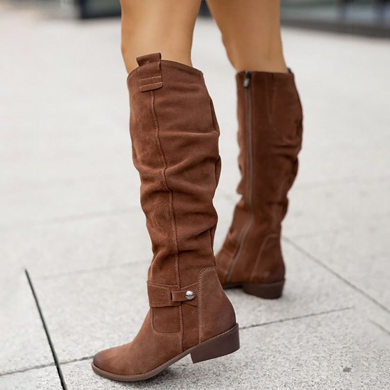 women suede boots in brown for winter outings 1