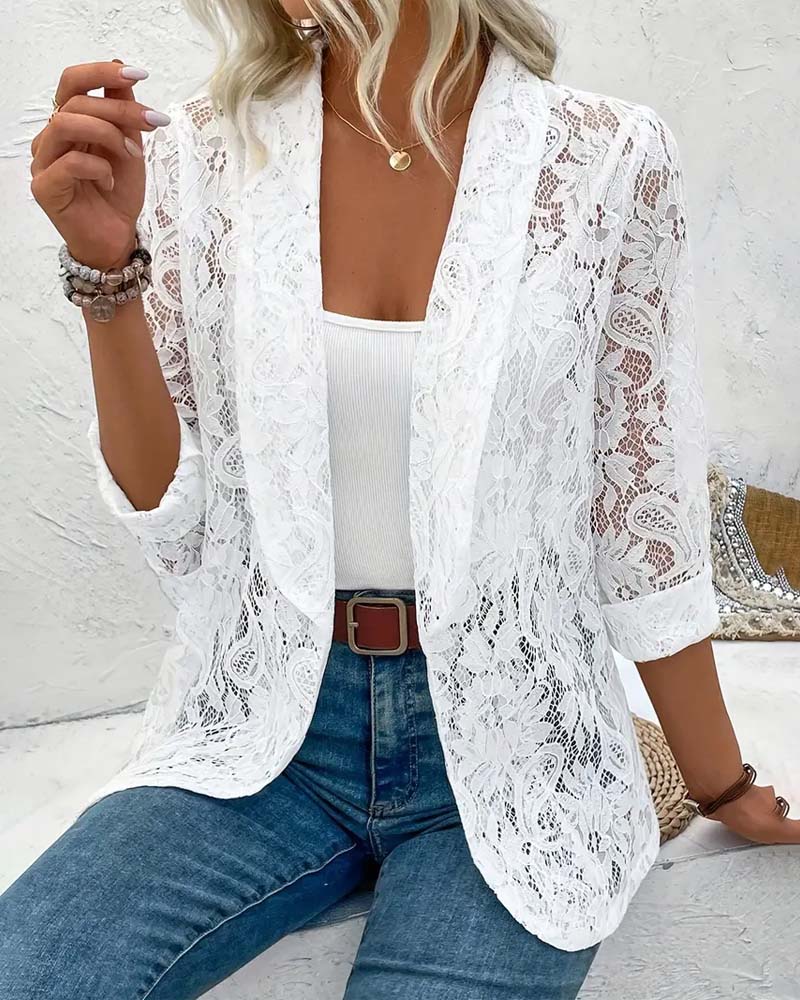 Eloise | Elegant Lace Blazer with a Stylish Lapel Collar