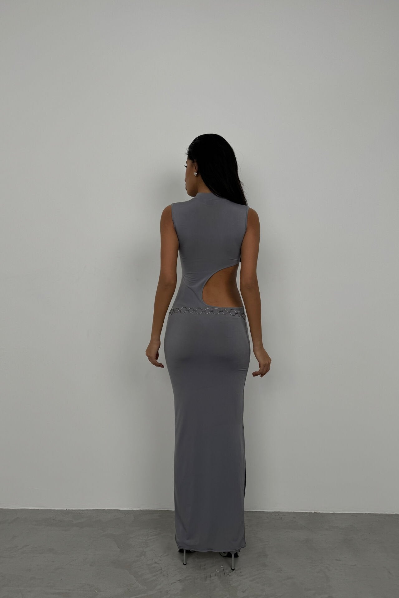 Asymmetrical Gray Maxi Dress