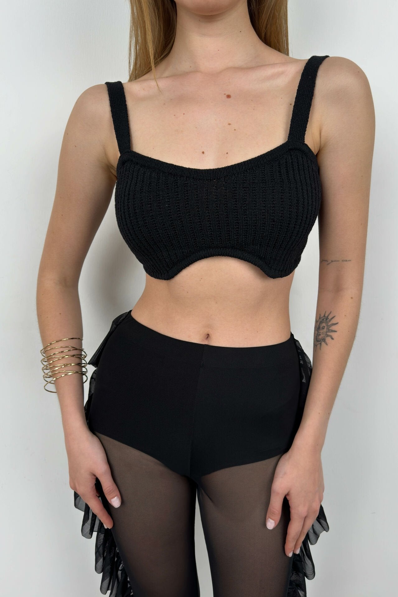 Strappy Black Crop Bra